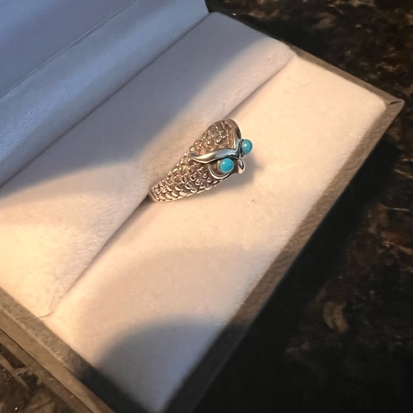 Owl ring with turquoise - Picture 3 of 4